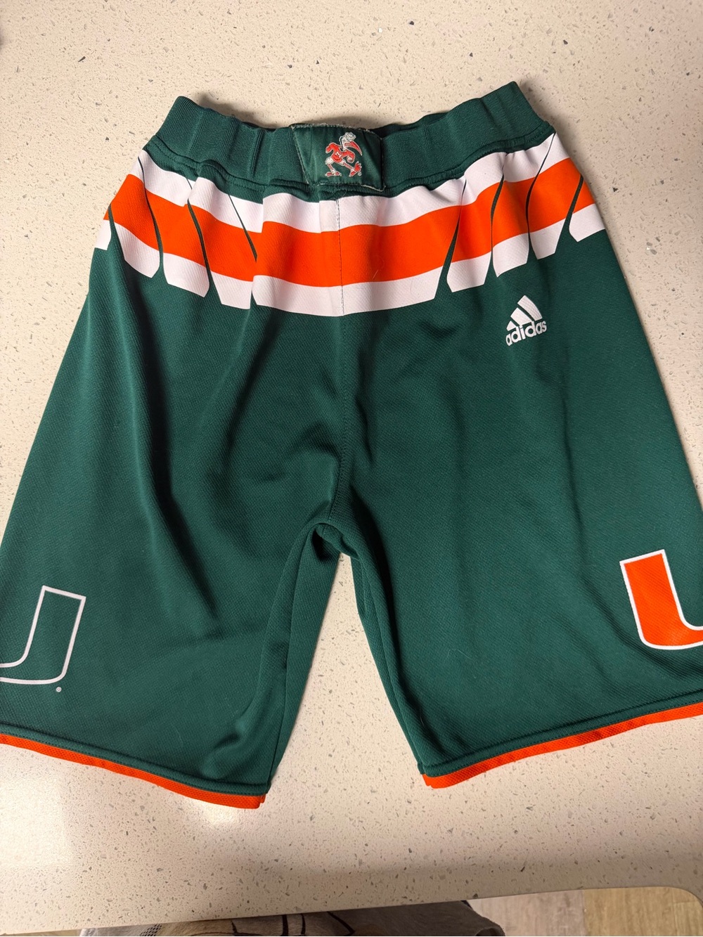 adidas Green Men's Athletic Shorts with Orange & White Trim